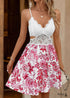 New Hollow Ruffled V-neck Splicing Suspender Dress